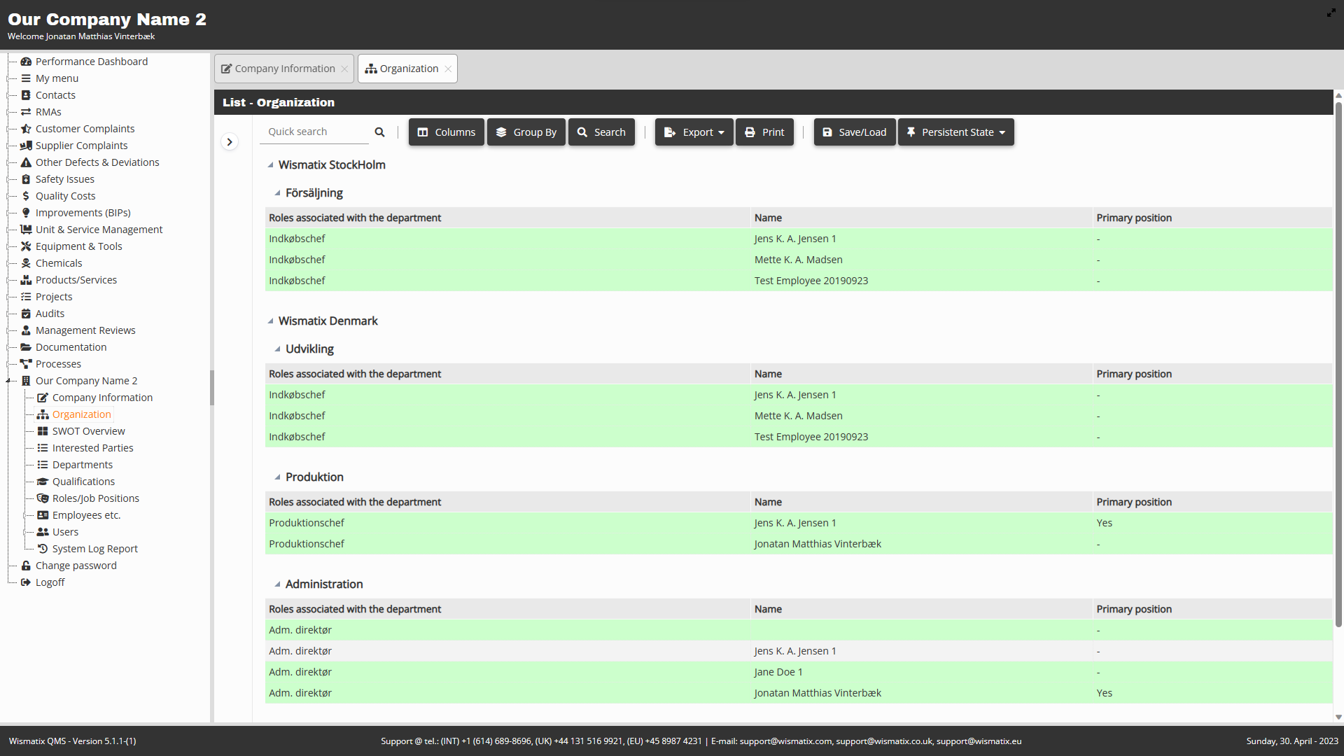 The Organization Management module provides an insightful overview of your organization based on employee affiliations with departments, roles, and positions.